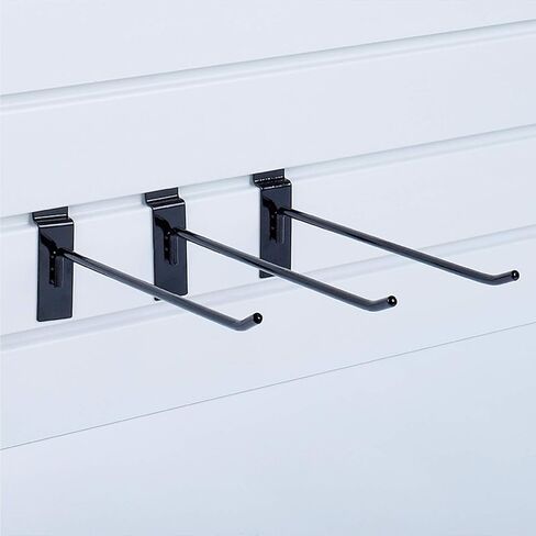 KINGDOM SOLUTIONS – 16-Pack Black Metal Slatwall Hooks (8X 4, 8X 6) – Heavy-Duty Slat Wall Accessories for Garage Organization, Retail Displays & Tool Storage Systems in Saudi Arabia