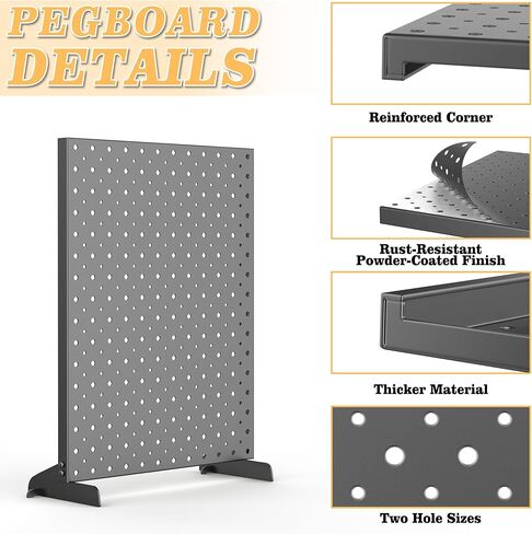 حامل عرض Pegboard Smith من قطعتين معدنيتين على سطح الطاولة للعروض الحرفية - شاشة عرض لوحة ربط على الطاولة مقاس 12 بوصة × 16 بوصة مع 24 خطافًا للمجوهرات (أسود) in Kuwait