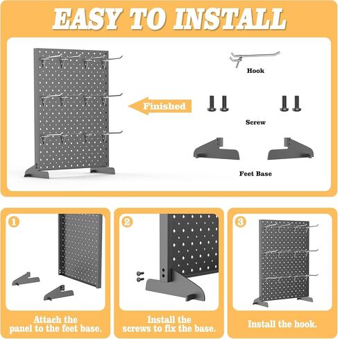 حامل عرض Pegboard Smith من قطعتين معدنيتين على سطح الطاولة للعروض الحرفية - شاشة عرض لوحة ربط على الطاولة مقاس 12 بوصة × 16 بوصة مع 24 خطافًا للمجوهرات (أسود) in Kuwait