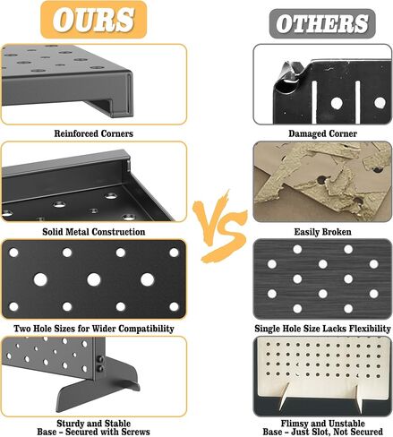 حامل عرض Pegboard Smith من قطعتين معدنيتين على سطح الطاولة للعروض الحرفية - شاشة عرض لوحة ربط على الطاولة مقاس 12 بوصة × 16 بوصة مع 24 خطافًا للمجوهرات (أسود) in Kuwait