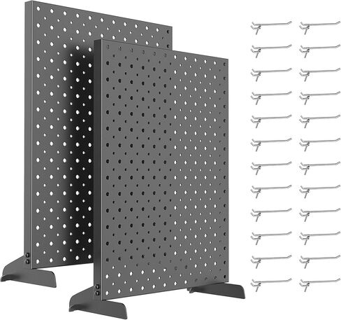 حامل عرض Pegboard Smith من قطعتين معدنيتين على سطح الطاولة للعروض الحرفية - شاشة عرض لوحة ربط على الطاولة مقاس 12 بوصة × 16 بوصة مع 24 خطافًا للمجوهرات (أسود) in Kuwait
