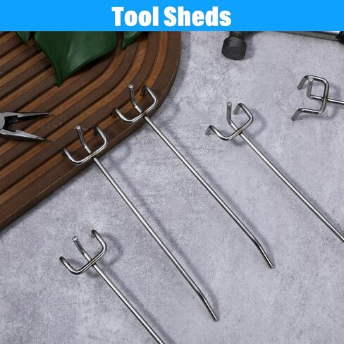 100 Pack Peg Board Hooks Silver 6 Inch Iron Pegboard Organizer Hook, Metal Peg Shelf Hooks for Pegboard 1/8 and 1/4 for Garage, Office,Kitchen, Store in Saudi Arabia
