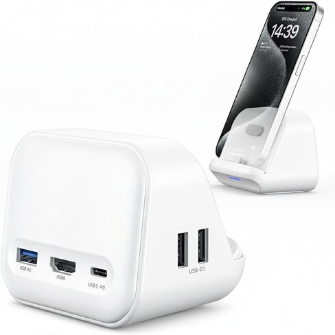 حامل محطة إرساء USB-C من JSAUX لجهاز Samsung Dex، محور متعدد المنافذ 5 في 1 مع حامل هاتف، 4K HDMI، USB 3.0 5 جيجابت في الثانية 60 وات PD متوافق مع Samsung S24/23، Pixel 8/8 Pro، جهاز iPhone 15 Series Type-C in Saudi Arabia