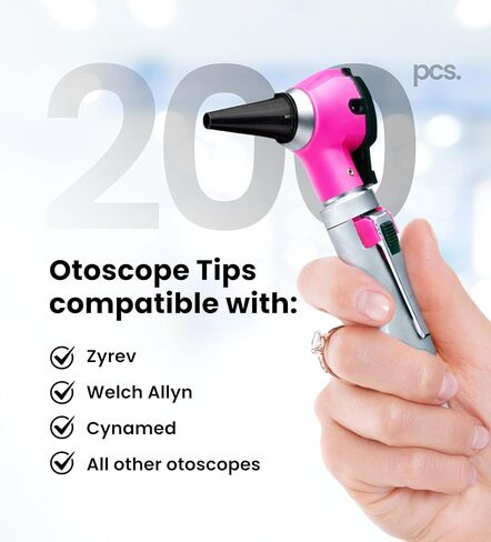 أطراف منظار الأذن Zyrev ZetaLife (عبوة من 200 قطعة) - أطراف منظار الأذن البلاستيكية، منظار الأذن القابل للتصرف - أغطية يمكن التخلص منها مقاس 2.5/4 مم in Kuwait