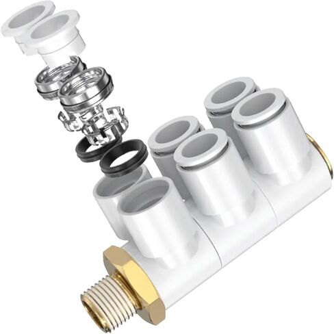 1pcs One-to-six thread double head 6 sets of pneumatic fast plug-in connector KQ2ZT04-01 06-02 08-03 10-04S(KQ2ZT 4-01S) in Saudi Arabia