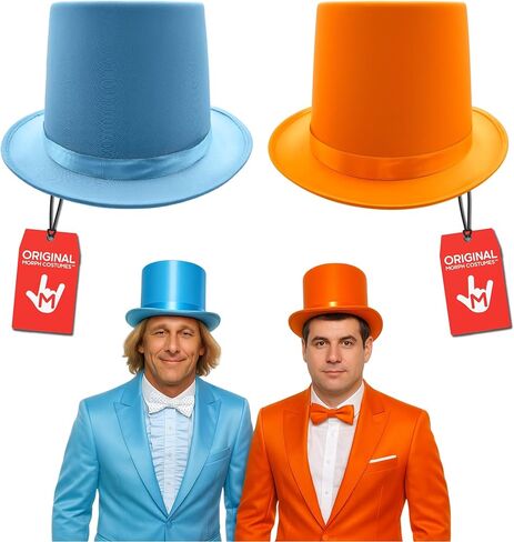 Nicky Bigs Novelties Dumb Dumber Felt Top Hat للبالغين القبعات الزرقاء الطويل Tux مع ساتان تقليم ملحقات الأزياء المضحكة للهالوين للرقص Cosplay أحداث in Saudi Arabia