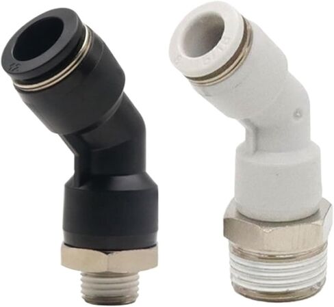 1/10/20PCS KQ2K/PL45° Pneumatic Quick-Connect Elbow Fitting Male Thread M5 1/8 1/4 3/8 Push-in OD 4/6/8 Connector(PL45 4-M5,1 PC) in Saudi Arabia