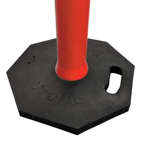 45" Orange Traffic Delineator Post Kit - Pack of 10 with 12 lbs Rubber Black Bases & Two Reflective Collars - for Industrial Safety, Road, Parking Lots, Driving, Construction in Saudi Arabia
