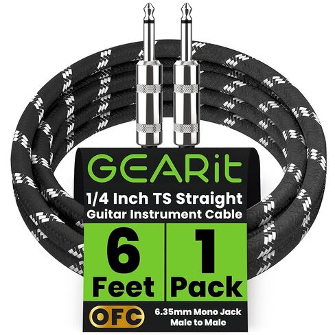 GEARit Audio Instrument Cable (10ft) 1/4 Inch to 1/4 inch Straight Male to Male for AMP Cord, Bass and Electric Guitar - Brown/Yellow in Saudi Arabia