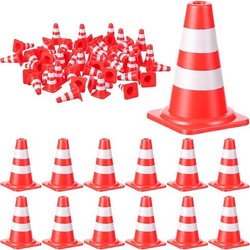 LLOUSSAK 50Pcs Mini Traffic Cones, 1 Inch Plastic Mini Construction Cones, Miniature Road Safety Cone for Training, Sports, Micro Landscape Sand Table, Model Roads in Saudi Arabia