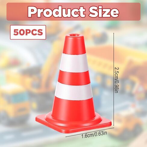 LLOUSSAK 50Pcs Mini Traffic Cones, 1 Inch Plastic Mini Construction Cones, Miniature Road Safety Cone for Training, Sports, Micro Landscape Sand Table, Model Roads in Saudi Arabia