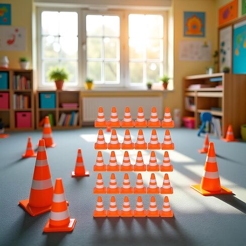 30 Pieces Miniature Road Cone, Orange Mini Traffic Cones, Plastic Roadblock Signs, Model Photo Props, Educational Toys, 1.5 Inches Height, Construction Safety Barriers in Saudi Arabia