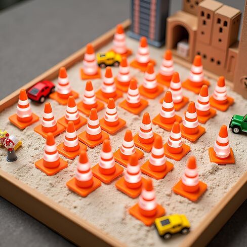 30 Pieces Miniature Road Cone, Orange Mini Traffic Cones, Plastic Roadblock Signs, Model Photo Props, Educational Toys, 1.5 Inches Height, Construction Safety Barriers in Saudi Arabia