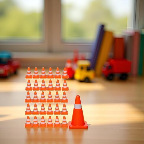 30 Pieces Miniature Road Cone, Orange Mini Traffic Cones, Plastic Roadblock Signs, Model Photo Props, Educational Toys, 1.5 Inches Height, Construction Safety Barriers in Saudi Arabia