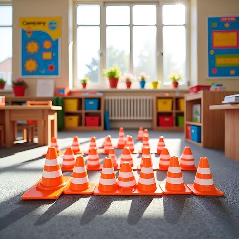 30 Pieces Miniature Road Cone, Orange Mini Traffic Cones, Plastic Roadblock Signs, Model Photo Props, Educational Toys, 1.5 Inches Height, Construction Safety Barriers in Saudi Arabia