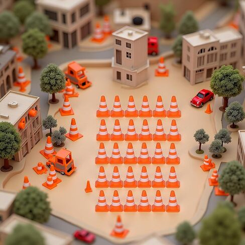 30 Pieces Miniature Road Cone, Orange Mini Traffic Cones, Plastic Roadblock Signs, Model Photo Props, Educational Toys, 1.5 Inches Height, Construction Safety Barriers in Saudi Arabia