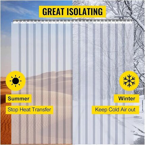 Clear PVC Strip Door Curtain Kit for Walk-in Coolers & Freezers - 1.25x2.1m, Durable Smooth Vinyl Plastic Strips for Easy Access & Energy Efficiency in Saudi Arabia