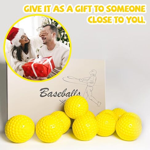 12 Pack Yellow Dimpled Baseballs, 9-Inch Pitching Machine Baseballs for Hand-Eye Coordination, Hitting and Fielding Practice in Saudi Arabia