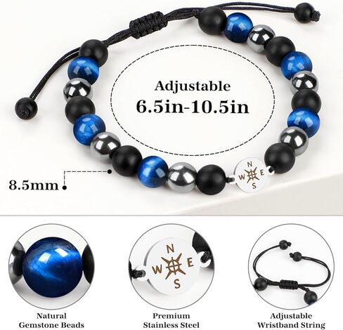 New Beginnings Gifts for Men, Class of 2026 Graduation Gifts, Adjustable Natural Stone Bracelet for Graduation New Job Birthday Retirement Father's Day, Inspirational Gift for Friends Son Coworker Dad in Saudi Arabia