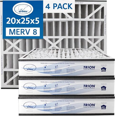 Air Bear 20x25x5 Pleated HVAC Air Filter MERV 8 (4-Pack) (actual size: 19.75" x 24.25" x 4.9" in.) compatible part number 255649-102 in Kuwait