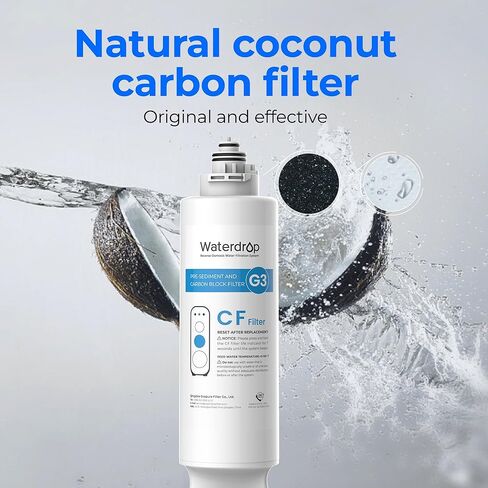 Waterdrop G3-2CF Filter, Replacement for Waterdrop G3-W & G3P600 & G3P800 Reverse Osmosis System, Pack of 2 G3-N1CF, 6-month Lifetime in Saudi Arabia