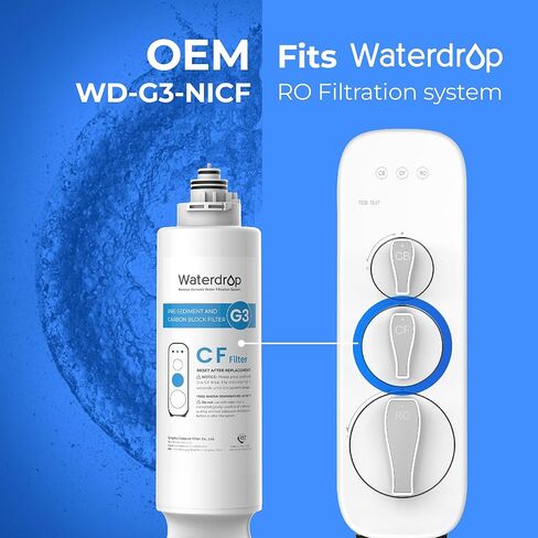 Waterdrop G3-2CF Filter, Replacement for Waterdrop G3-W & G3P600 & G3P800 Reverse Osmosis System, Pack of 2 G3-N1CF, 6-month Lifetime in Saudi Arabia