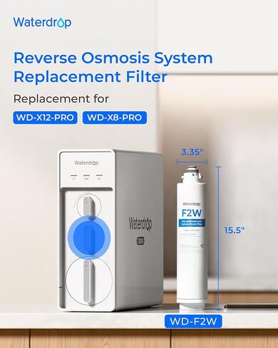 Waterdrop F2W Filter, Only Replacement for X8-PRO & X12-PRO Dual Flow Tankless Reverse Osmosis System, 6-month Lifetime in Saudi Arabia