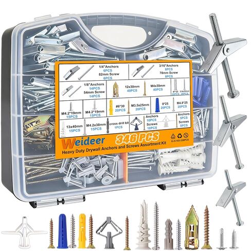 weideer 192Pcs Toggle Bolts 1/8" Heavy Duty Drywall Anchors and Screws Assortment Set Toggle Bolts and Wing Nut Kit with Nuts washers (48sets) in Saudi Arabia
