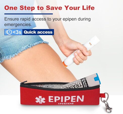 MEDMAX 1 Pack Insulated Slim Epipen Carry Case, Portable Double Sided Emergency Printing Medical Pouch Holder for One Epipen Allergy Medicine Essentials in Saudi Arabia