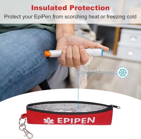 MEDMAX 1 Pack Insulated Slim Epipen Carry Case, Portable Double Sided Emergency Printing Medical Pouch Holder for One Epipen Allergy Medicine Essentials in Saudi Arabia