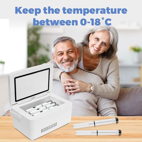 Electric Travel Insulin Cooler Case TSA Appoved, Mini Insulin Fridge Box, Portable Insulin Refrigerator, Rechargeable Diabetic Cooler Box, 2-18℃, Temperature Display, Built-in Battery (Large) in Kuwait