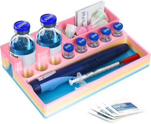 8 فتحات حامل قارورة الأنسولين للثلاجة | حامل قارورة الببتيد لقوارير 5 مل، 10 مل، 20 مل، 30 مل | حامل تخزين قارورة الببتيد مع فتحات رؤية واضحة in Kuwait