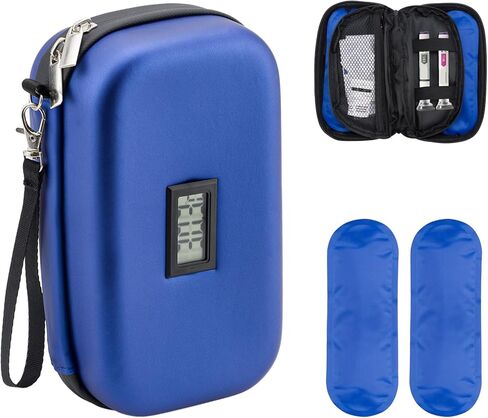 Cooler Travel Case Compatible with Zepbound and Mounjaro, Travel Cooler with Ice Pack, Temperature Display, Storage Pen and Other Supplies, Portable Bag for Trip and Daily (Blue) in Saudi Arabia