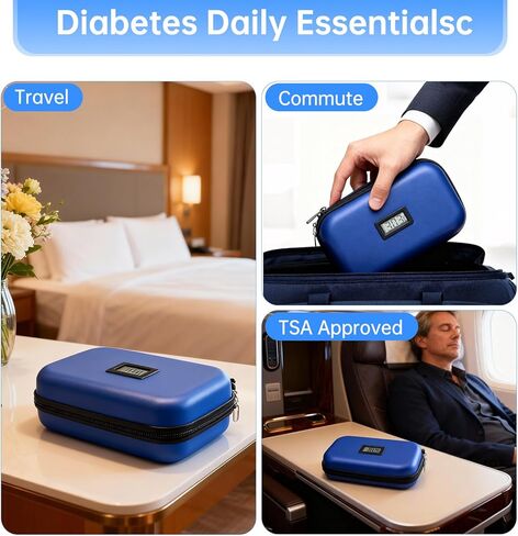 Cooler Travel Case Compatible with Zepbound and Mounjaro, Travel Cooler with Ice Pack, Temperature Display, Storage Pen and Other Supplies, Portable Bag for Trip and Daily (Blue) in Saudi Arabia