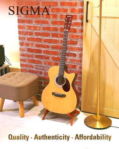 SIGMA 40" Acoustic Electric Guitar, OOO Cutaway, Name Brand EXP16 Strings, Solid Spruce Top, Satin Natural, Sapele/Mahogany Back & Sides, Right(OOOCE) in Saudi Arabia