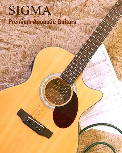 SIGMA 40" Acoustic Electric Guitar, OOO Cutaway, Name Brand EXP16 Strings, Solid Spruce Top, Satin Natural, Sapele/Mahogany Back & Sides, Right(OOOCE) in Saudi Arabia