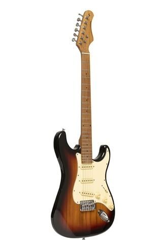 Stagg SES-55 SNB Series 55 Electric Guitar with Solid Paulownia Body l Tempered Maple Neck l 22 Fret Maple Fingerboard l Aged White 3-Ply Pickguard l Brilliant Sunburst Finish in Saudi Arabia