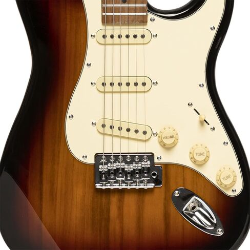 Stagg SES-55 SNB Series 55 Electric Guitar with Solid Paulownia Body l Tempered Maple Neck l 22 Fret Maple Fingerboard l Aged White 3-Ply Pickguard l Brilliant Sunburst Finish in Saudi Arabia