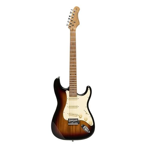 Stagg SES-55 SNB Series 55 Electric Guitar with Solid Paulownia Body l Tempered Maple Neck l 22 Fret Maple Fingerboard l Aged White 3-Ply Pickguard l Brilliant Sunburst Finish in Saudi Arabia