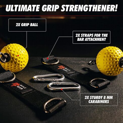 Pull Up Grips Ball – Enhance Grip Strength & Forearm Training – 2.8inch Non-Slip Surface Grip Balls – Includes Carabiners & Straps – Max Load 530lbs – Ideal for Climbing, Calisthenics in Kuwait