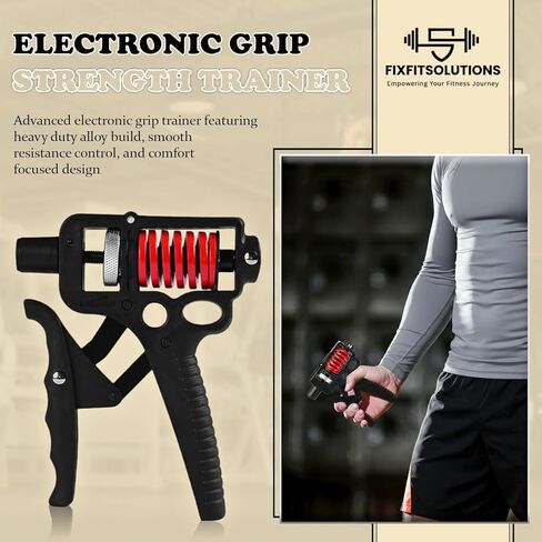 Adjustable 10–400 lb Grip Strength Trainer (Premium Adjustable Grip Strengthener for Forearm Training) Alloy Frame, Titanium-Plated Steel, TPR Non-Slip Handles | Color Black in Saudi Arabia