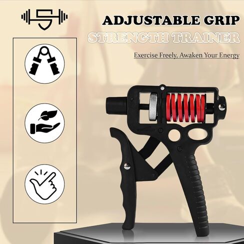 Adjustable 10–400 lb Grip Strength Trainer (Premium Adjustable Grip Strengthener for Forearm Training) Alloy Frame, Titanium-Plated Steel, TPR Non-Slip Handles | Color Black in Saudi Arabia