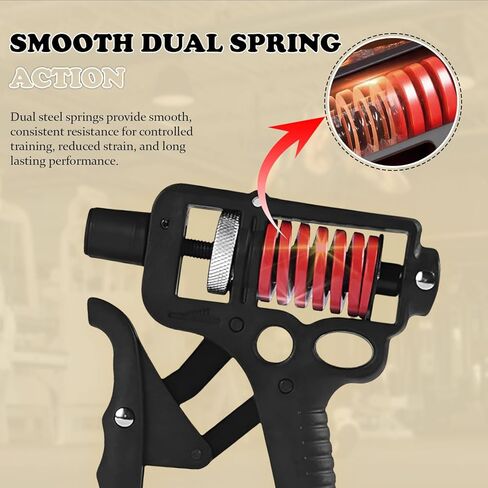 Adjustable 10–400 lb Grip Strength Trainer (Premium Adjustable Grip Strengthener for Forearm Training) Alloy Frame, Titanium-Plated Steel, TPR Non-Slip Handles | Color Black in Saudi Arabia