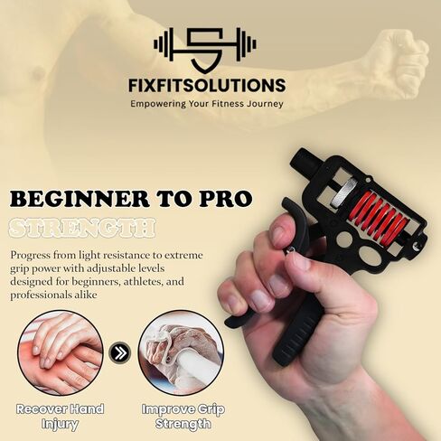 Adjustable 10–400 lb Grip Strength Trainer (Premium Adjustable Grip Strengthener for Forearm Training) Alloy Frame, Titanium-Plated Steel, TPR Non-Slip Handles | Color Black in Saudi Arabia