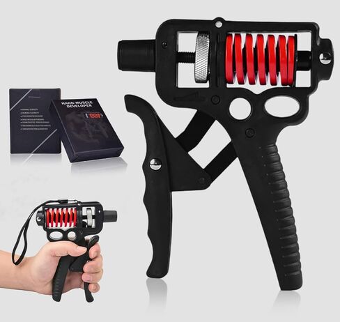 Adjustable 10–400 lb Grip Strength Trainer (Premium Adjustable Grip Strengthener for Forearm Training) Alloy Frame, Titanium-Plated Steel, TPR Non-Slip Handles | Color Black in Saudi Arabia