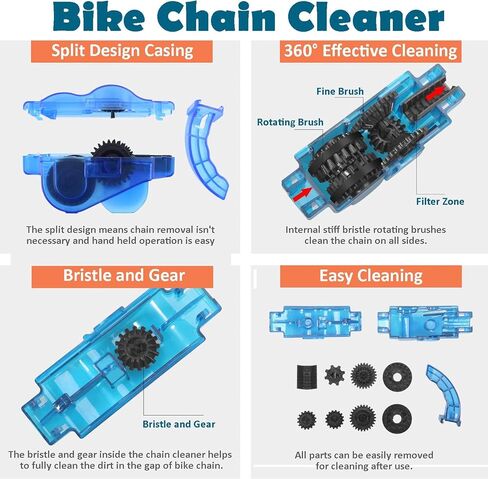 Bike Chain Cleaner, 4 Pcs Bicycle Cleaning Brush Kit for Mountain Bike, Road Bike, BMX, Drivetrain, Gear, Cassett, Motorcycle Chain Brush in Saudi Arabia