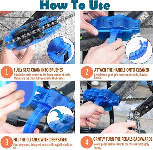 Bike Chain Cleaner, 4 Pcs Bicycle Cleaning Brush Kit for Mountain Bike, Road Bike, BMX, Drivetrain, Gear, Cassett, Motorcycle Chain Brush in Saudi Arabia