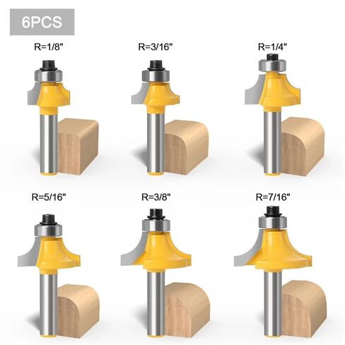8mm Shank Corner Round Over Router Bit with Bearing for Wood Woodworking Tool Tungsten Carbide Milling Cutter 1-6pc(8X34.9mm) in Saudi Arabia