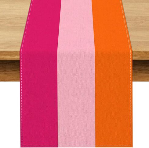 Hot Pink and Orange Party Decoration Table Runner for Sunset Birthday Wedding Fiesta Bridal Shower Party Dining Room Home Kitchen Table Decor (13" x 72") in Saudi Arabia