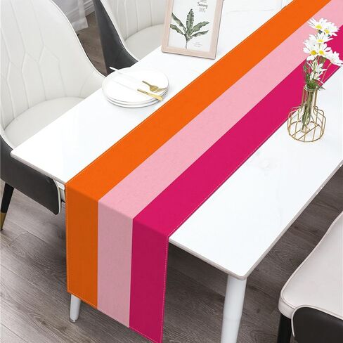 Hot Pink and Orange Party Decoration Table Runner for Sunset Birthday Wedding Fiesta Bridal Shower Party Dining Room Home Kitchen Table Decor (13" x 72") in Saudi Arabia